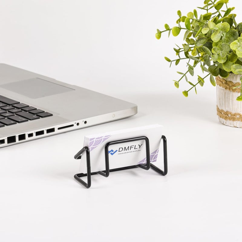 DMFLY Business Card Holder for Desk, Metal Cute Card Display Stand, Compatible with Various Countertops, Horizontal Black - Image 4